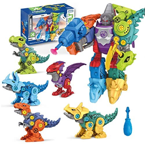 PATPAT Dinosaur Toys for Kids, Dinosaur Robot Transformers Toys STEM Construction Building Toys for Kids, Dinosaur Toys with Screwdriver Building Blocks Gifts for Kids 3 - 8 Year Old (5 PCS 9-16cm) PATPAT Dinosaur Toys for Kids, Dinosaur Robot Transformers Toys STEM Construction Building Toys for Kids, Dinosaur Toys with Screwdriver Building Blocks Gifts for Kids 3 - 8 Year Old (5 PCS 9-16cm)